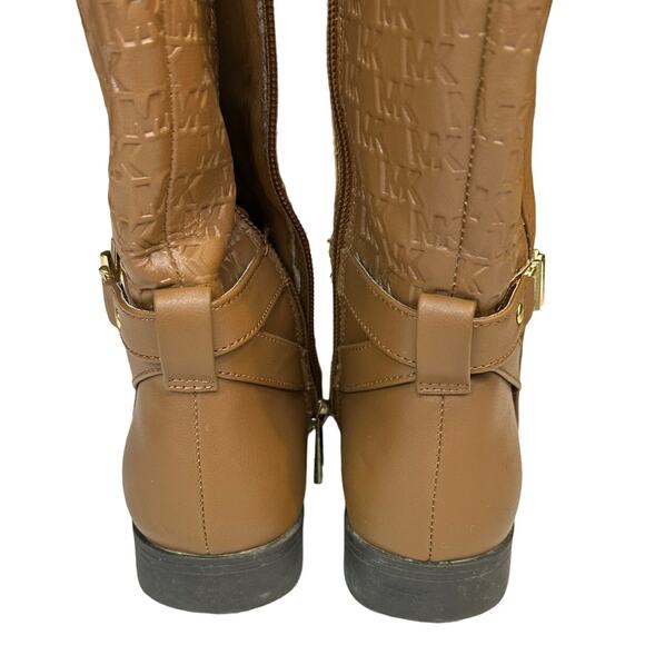 Michael Kors Finley Drake Brown Faux Leather Knee High Logo Riding Boot Girl’s 2 - Picture 3 of 7